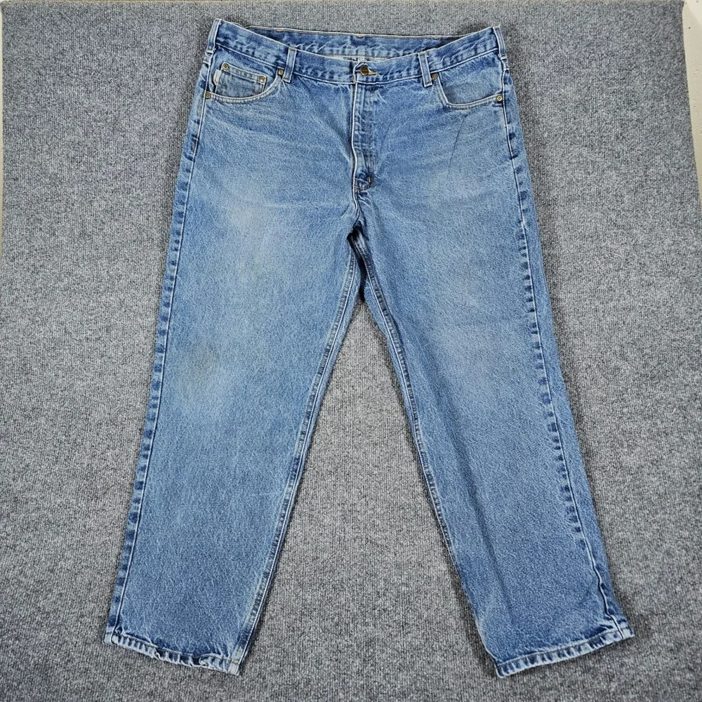 Y2K Baggy Carhartt Denim Jeans Light Wash Tagged Size 42x30 Actual 38x29